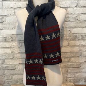 Zara accessories Blue and Red Star gray winter Patterned Scarf